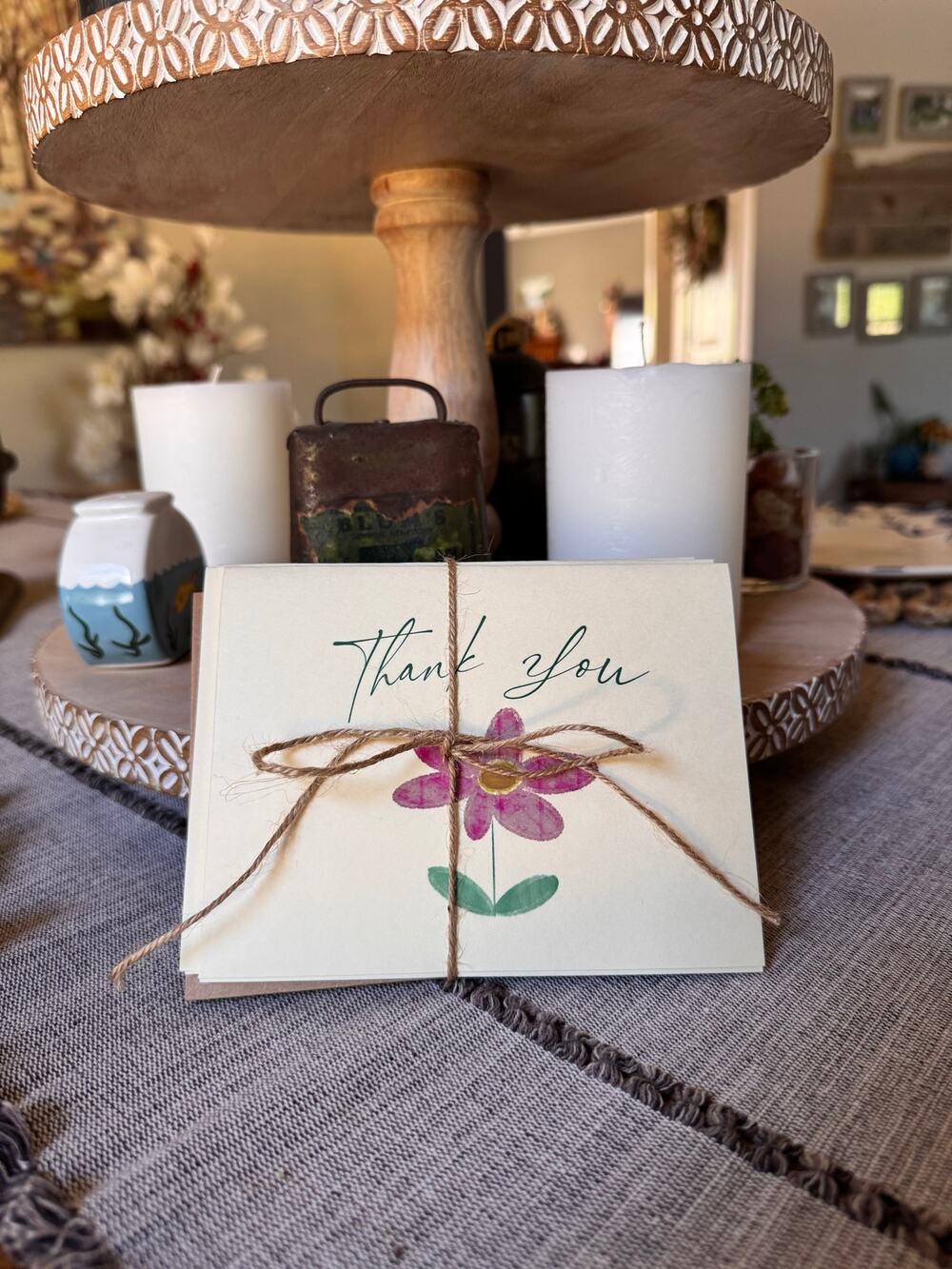 Cream Thank You Cards Flower Custom Thank You Notes Handcrafted Art